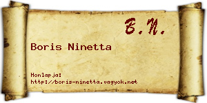 Boris Ninetta névjegykártya